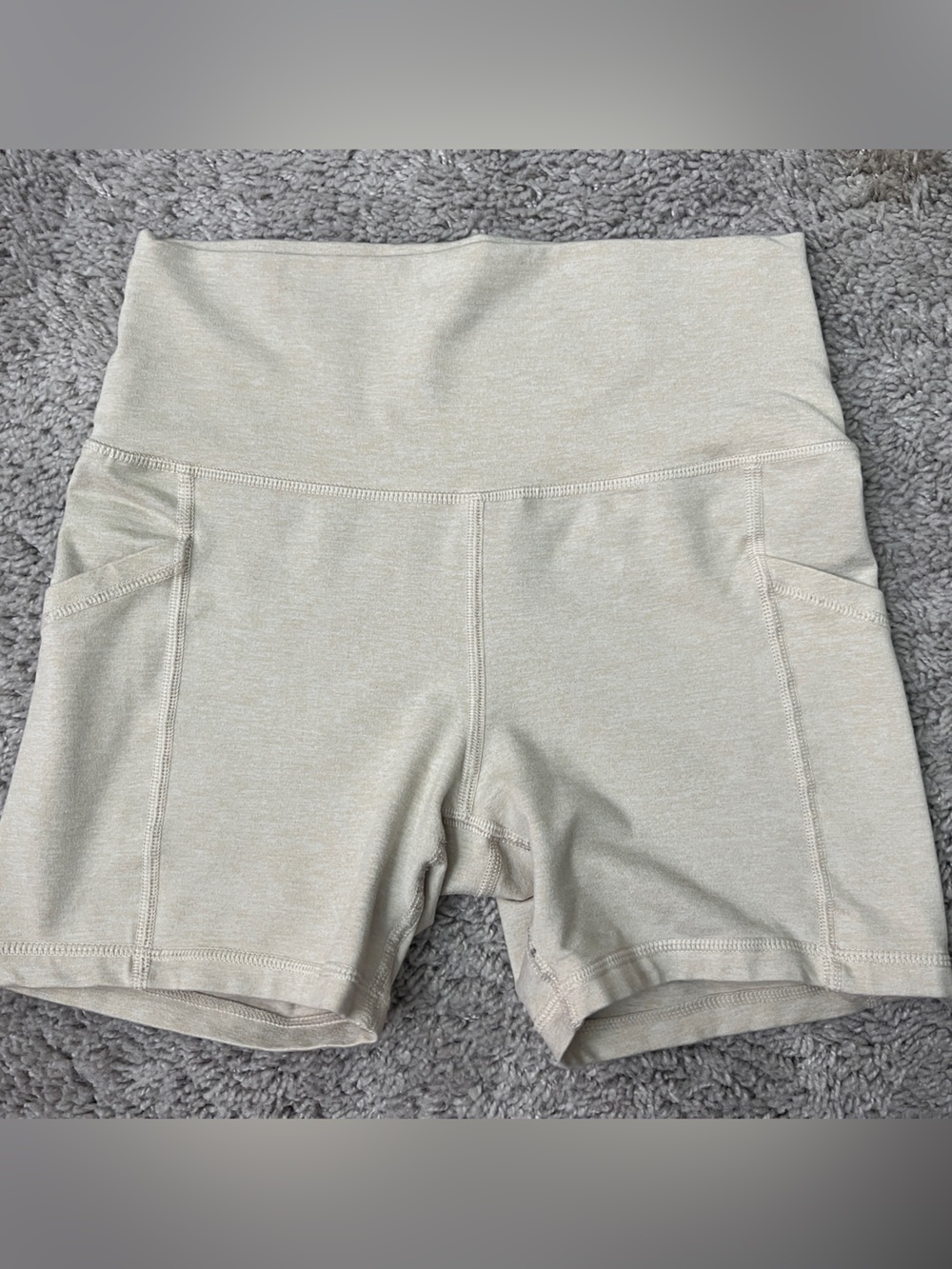 aerie Light Beige High-Waist Athletic Bike Shorts
